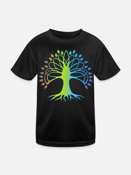 Multicolored Tree of Life - Kids Functional T-Shirt - black - Front