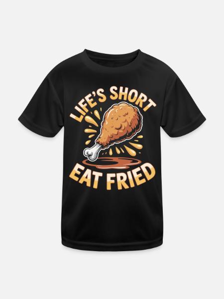 Lebenskurz Hähnchen Liebhaber Frittiertes Essen - Kinder Funktions-T-Shirt - Schwarz - Vorne
