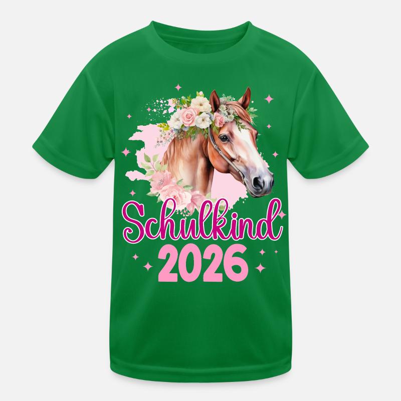 Schulbeginn 2026 Pferdekrone Kinder Funktions-T-Shirt