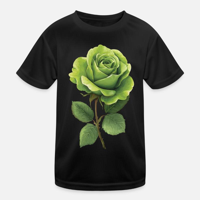 Grüne Rose Kinder Funktions-T-Shirt