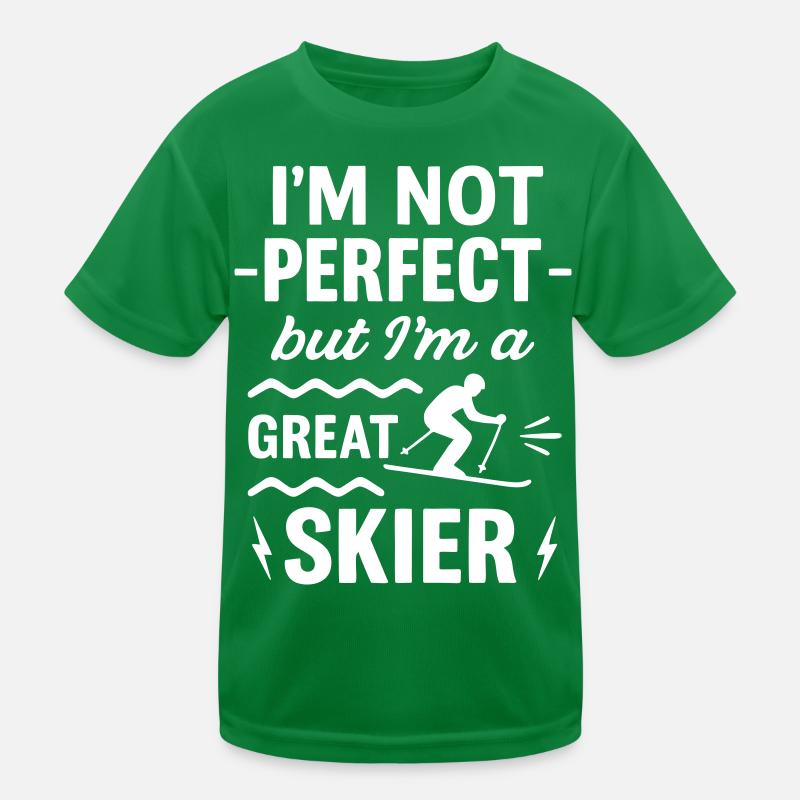 Super Skier Winter Mountain Kids Functional T-Shirt