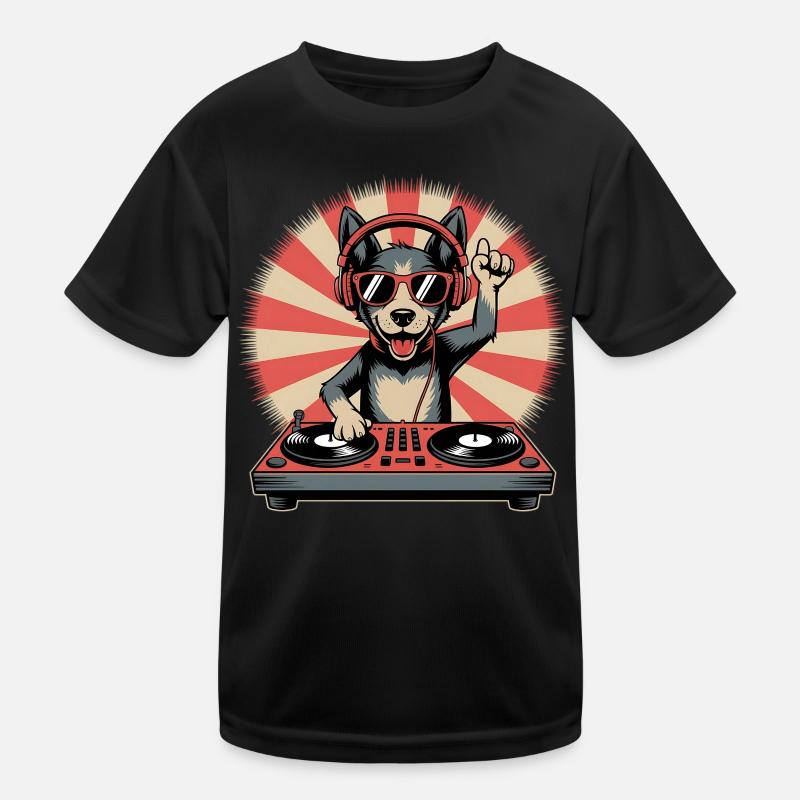 DJ chien avec casque T-shirt sport Enfant