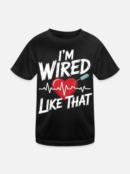 Ich bin vernetzt Herzschlag - Kinder Funktions-T-Shirt - Schwarz