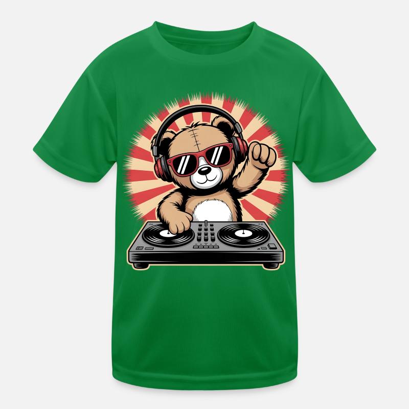 DJ Bär mit Kopfhörern Kinder Funktions-T-Shirt