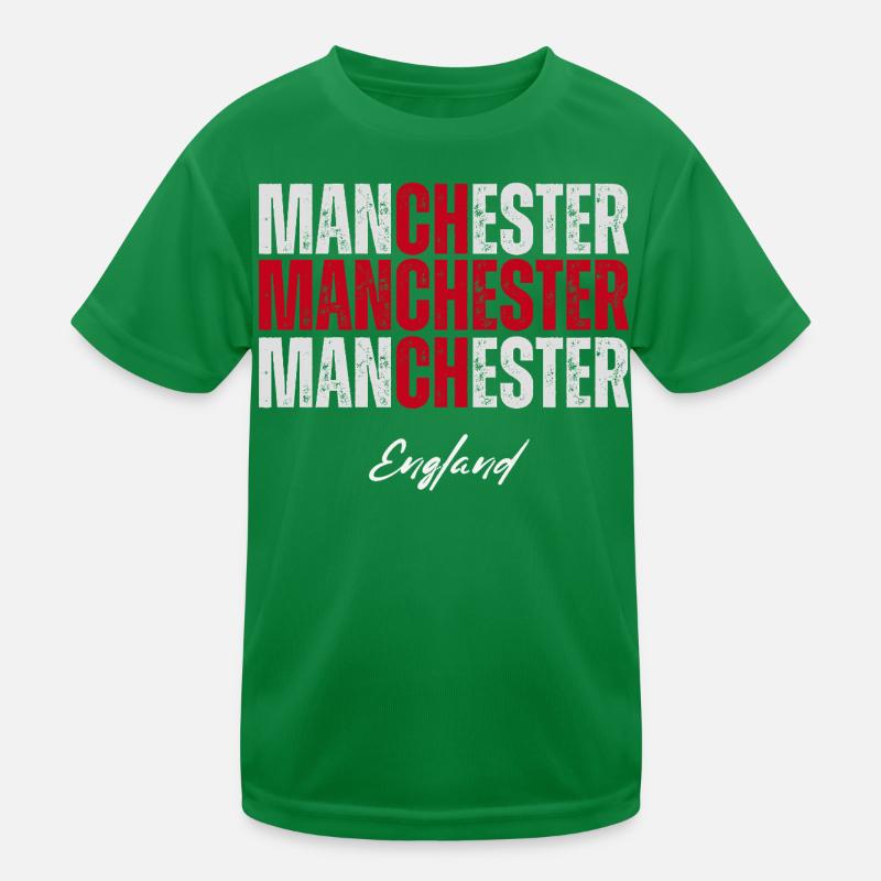 Manchester England, British Pride Kids Functional T-Shirt