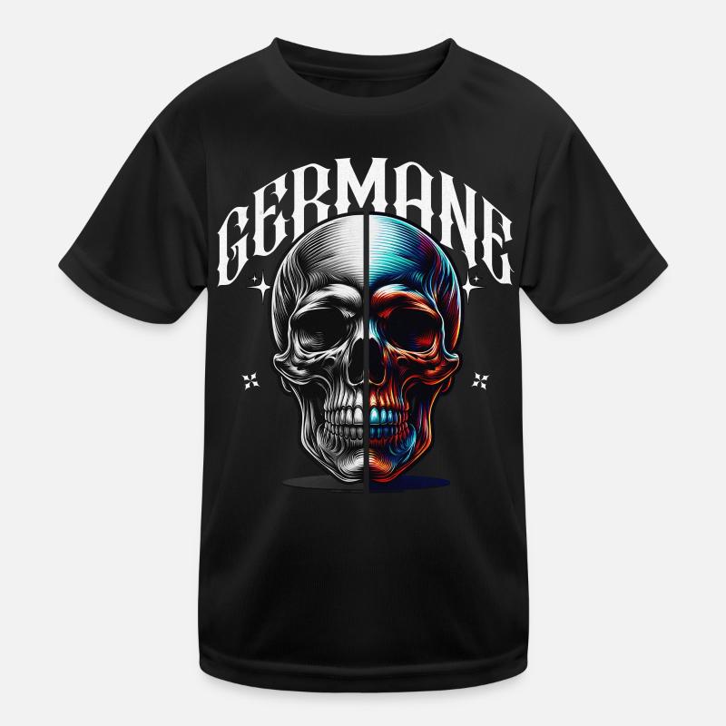 Spalt Schädel Neon Kontrast Germane Kinder Funktions-T-Shirt