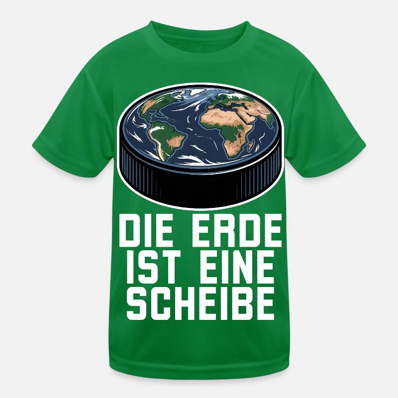 Die Erde Ist Eine Scheibe Eishockey Kids Functional T-Shirt