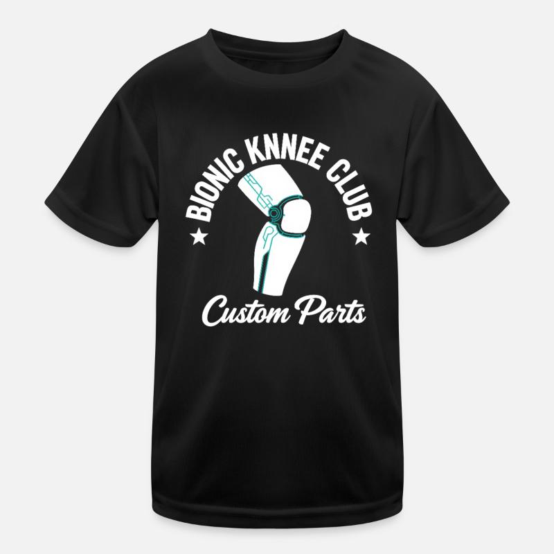 Bionic Knee Club Cadeau de remplacement du genou Bionic - T-shirt sport Enfant - noir