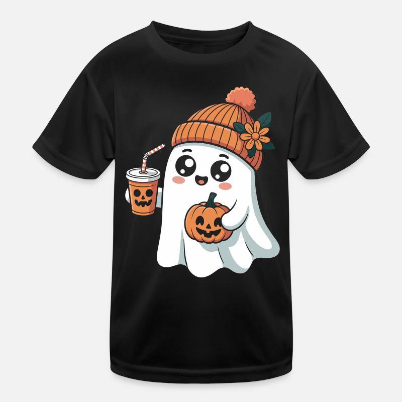 Fantôme mignon avec latte à la citrouille et aux épices T-shirt sport Enfant