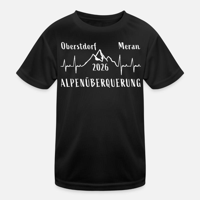 Alpenüberquerung 2026 Oberstdorf Meran E5 - Kinder Funktions-T-Shirt - Schwarz