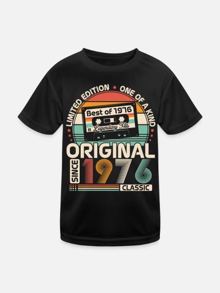 1976 Vintage Jahrgang Geburtstag Retro Geschenk - Kinder Funktions-T-Shirt - Schwarz