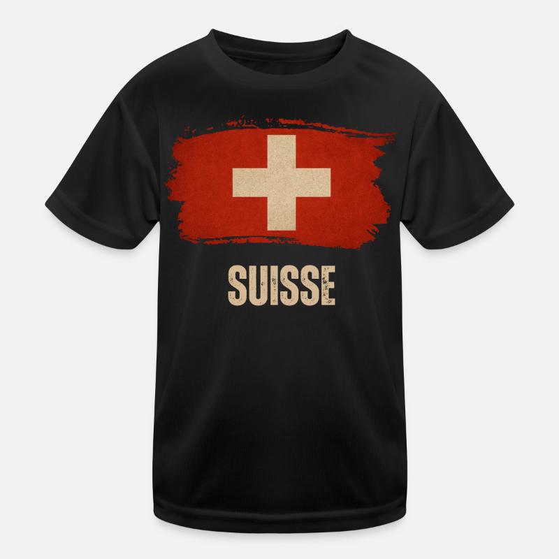 Grunge-Flagge der Schweiz, Schweizer Stolz Kinder Funktions-T-Shirt