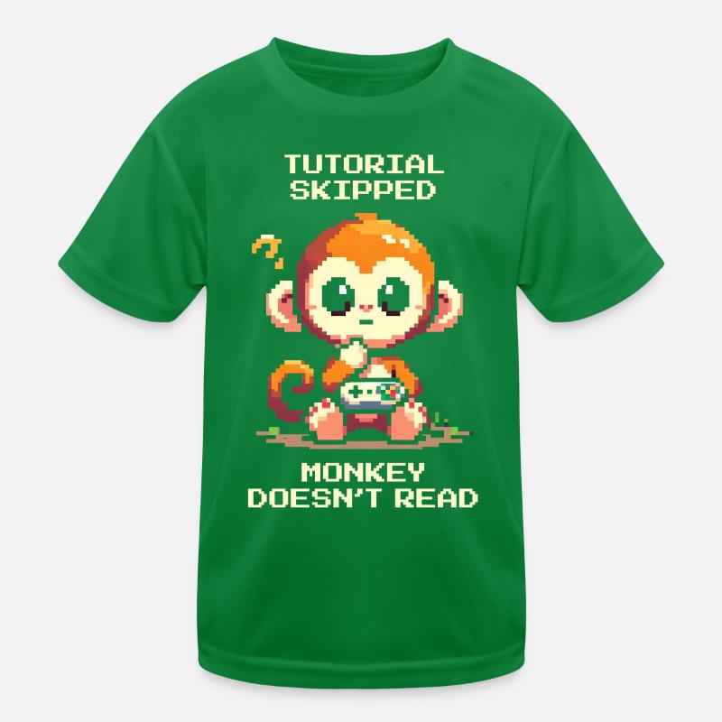 Tutorial skipped – Monkey doesn't read | Noob humor Kids Functional T-Shirt