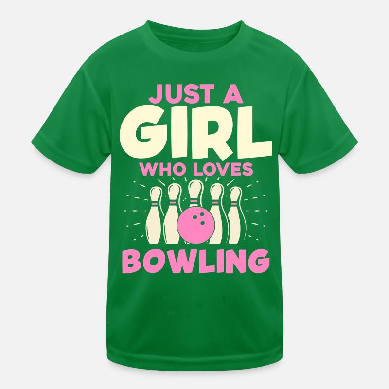 Nur ein Mädchen liebt Bowling Kinder Funktions-T-Shirt