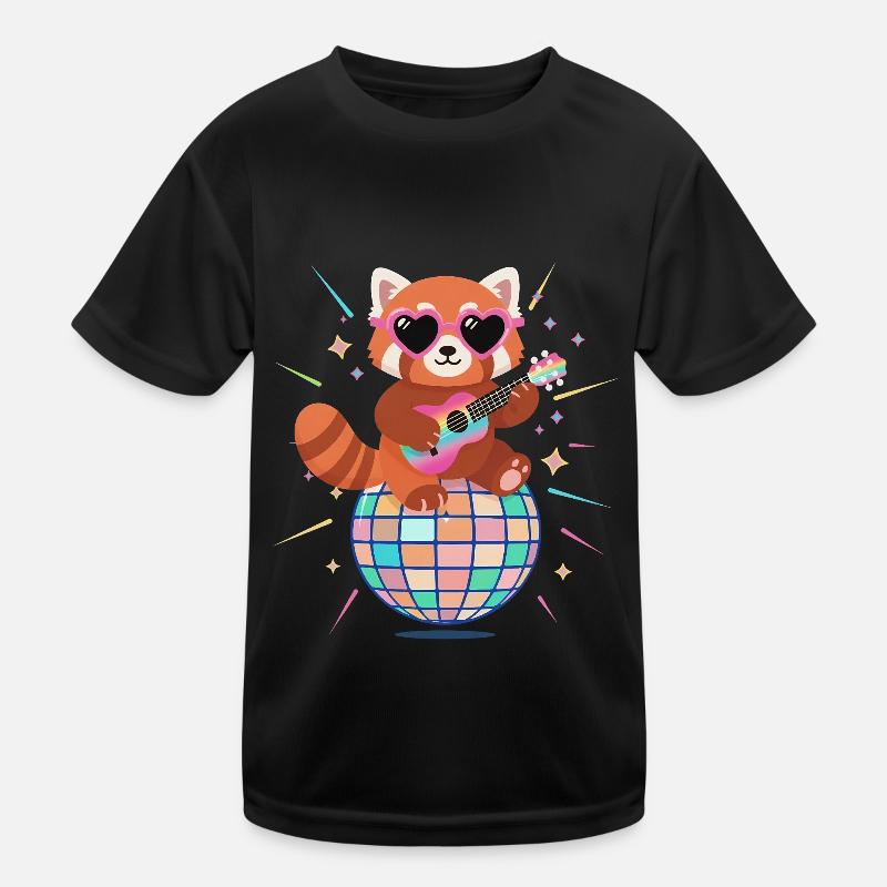 Red Panda Disco Ball 80s Retro Funny Kids Functional T-Shirt