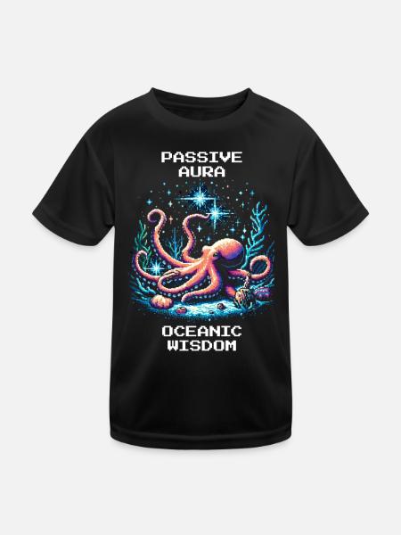 Oceanic Wisdom | Passive Aura Octopus Spell - Kids Functional T-Shirt - black - Front