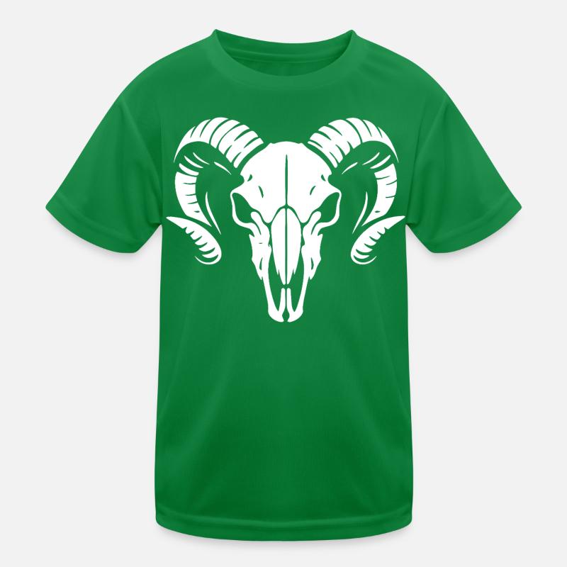 Ram's Head Skull with Horns - Battering Ram Kids Functional T-Shirt