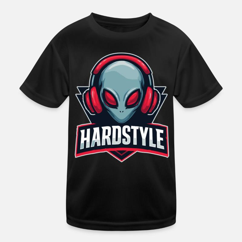 HARDSTYLE Alien Kopfhörer Motiv Kinder Funktions-T-Shirt