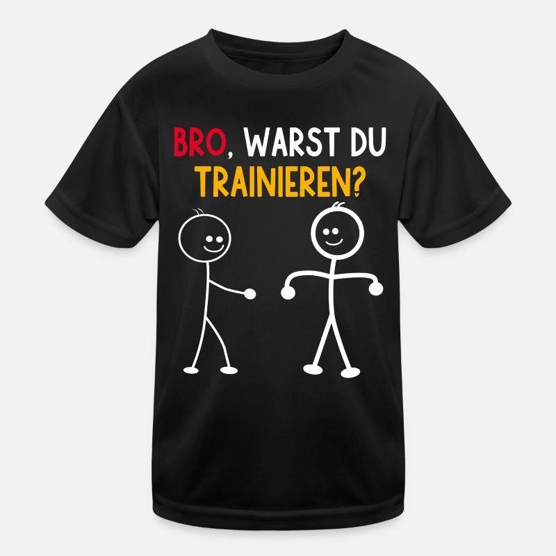 Strichmännchen WARST DU TRAINIEREN LUSTIG Kinder Funktions-T-Shirt