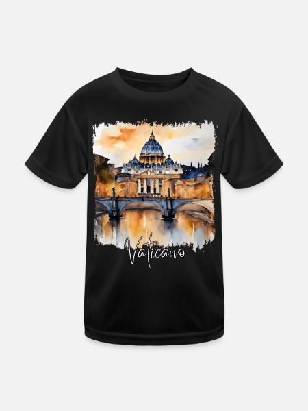 Watercolor of The Vatican - Kids Functional T-Shirt - black - Front