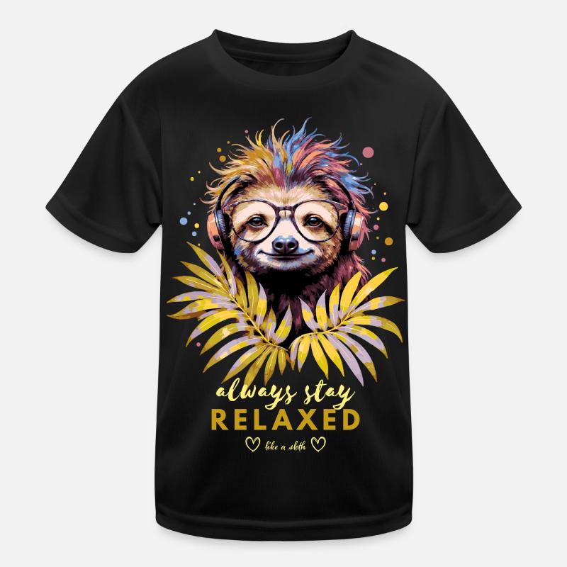 Buntes Faultier – Always Stay Relaxed Kinder Funktions-T-Shirt