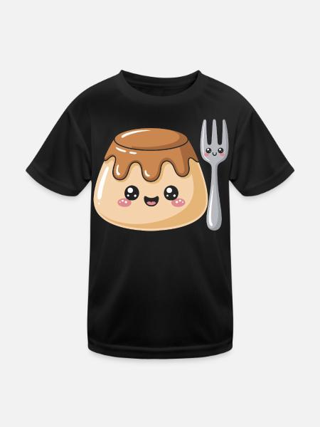 Pudding with fork - Kids Functional T-Shirt - black - Front