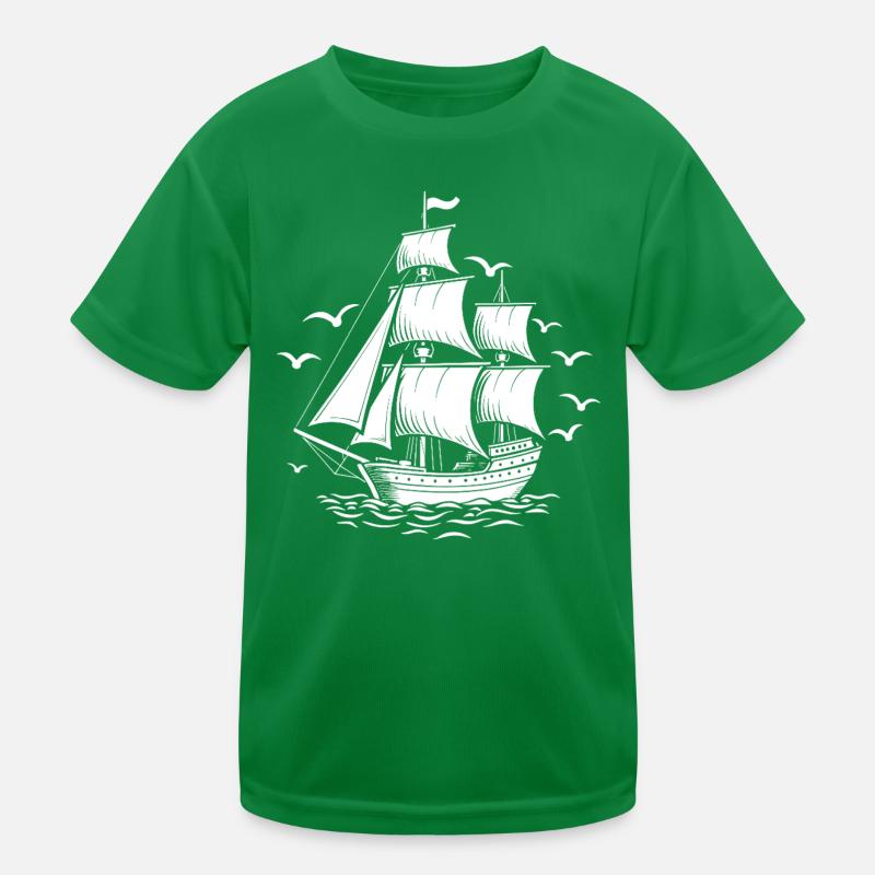 Sailing Segelschiff Maritim Ahoi Kinder Funktions-T-Shirt
