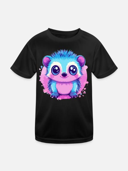 Kunterbuntes Kuschelmonster - Kinder Funktions-T-Shirt - Schwarz - Vorne