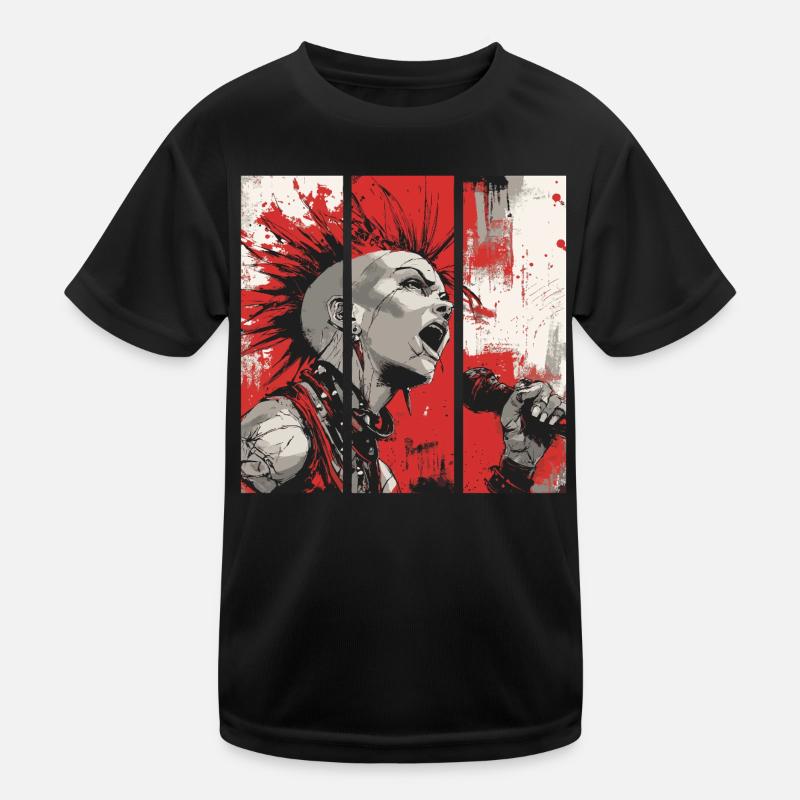 Punk Rebellion – Singer with mohawk Kids Functional T-Shirt