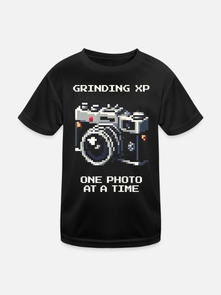 XP grinden | Foto für Foto besser, Fotografie - Kinder Funktions-T-Shirt - Schwarz - Vorne