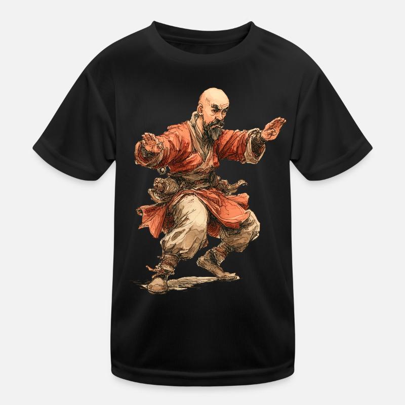 Kungfu Mönch Kinder Funktions-T-Shirt