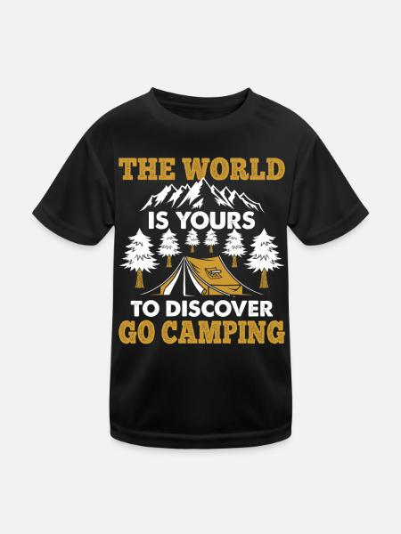 Camping - Kinder Funktions-T-Shirt - Schwarz - Vorne