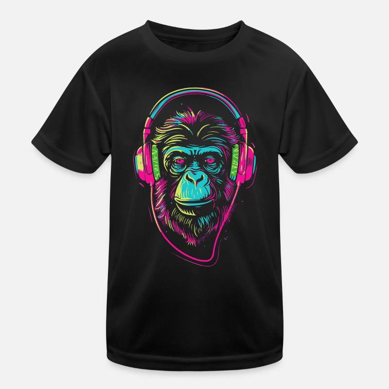 Neonaffe mit Kopfhörer Kinder Funktions-T-Shirt