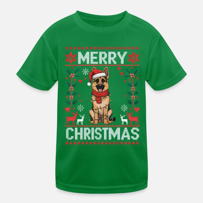 German Shepherd Christmas Gift Xmas Kids Functional T-Shirt