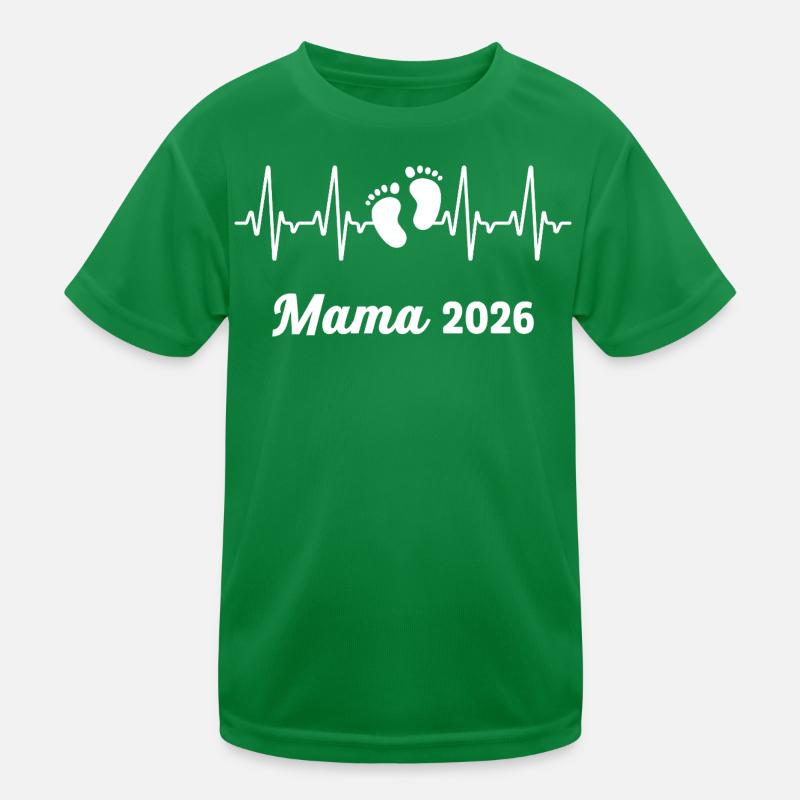 Mama 2026 Loading Werdender Mutter Herzschlag Kinder Funktions-T-Shirt