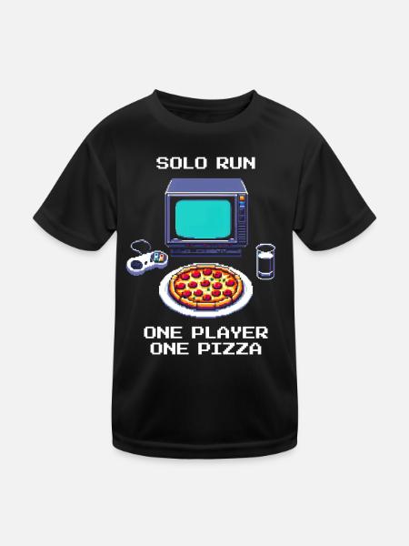 Solo Run: Ein Spieler, eine Pizza | Singleplayer - Kinder Funktions-T-Shirt - Schwarz - Vorne