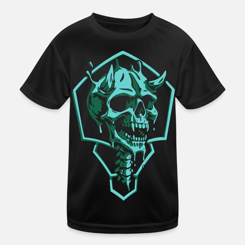 Torn Emerald Skull Kids Functional T-Shirt