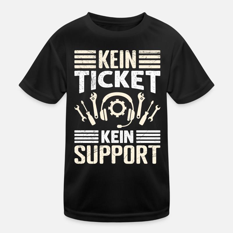 Nerd Computer NO TICKET NO SUPPORT FUNNY Kids Functional T-Shirt