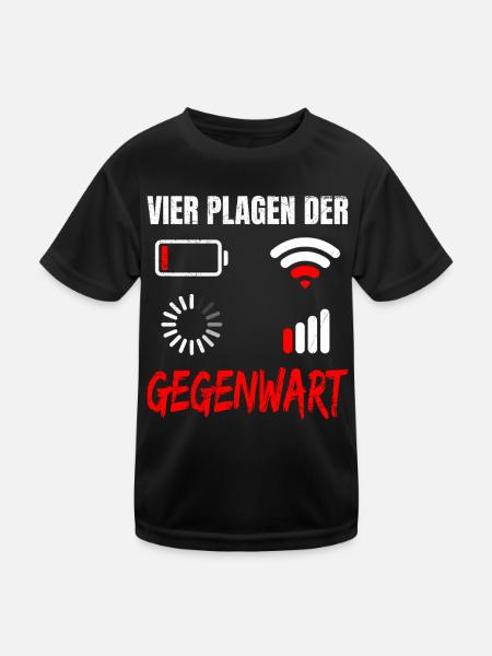 Science Coder VIER PLAGEN DER GEGENWART LUSTIG - Kinder Funktions-T-Shirt - Schwarz - Vorne