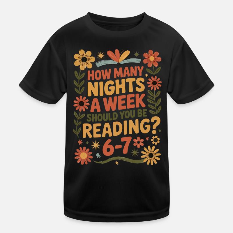 Lese-Motivation 6-7 Nächte Retro Blumen Kinder Funktions-T-Shirt