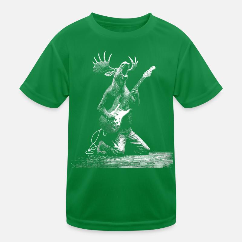 Rockender Elch mit E-Gitarre Geschenk Musikfans Kinder Funktions-T-Shirt