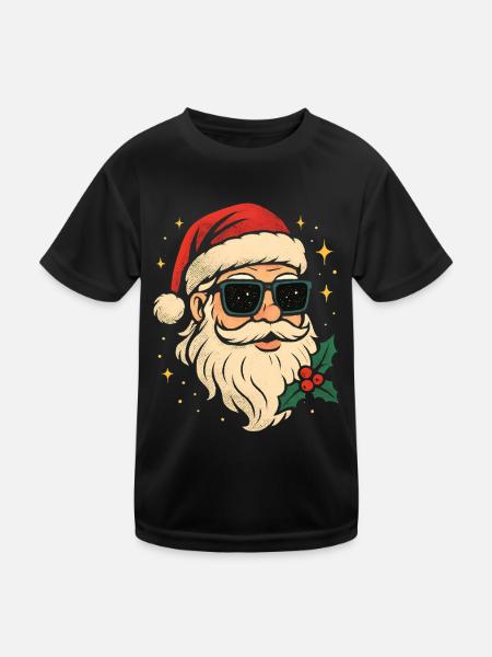 Cool Santa Claus Sunglasses Retro Vintage - Kids Functional T-Shirt - black - Front