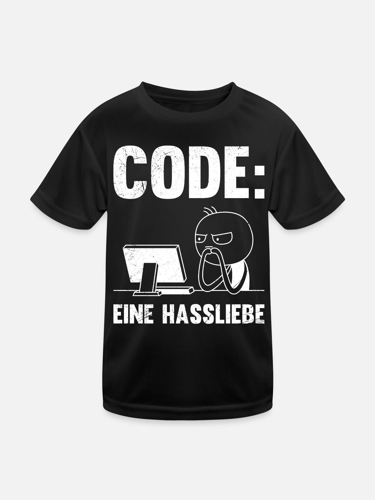 Coder CODE EINE HASSLIEBE LUSTIG - Kinder Funktions-T-Shirt - Schwarz - Vorne