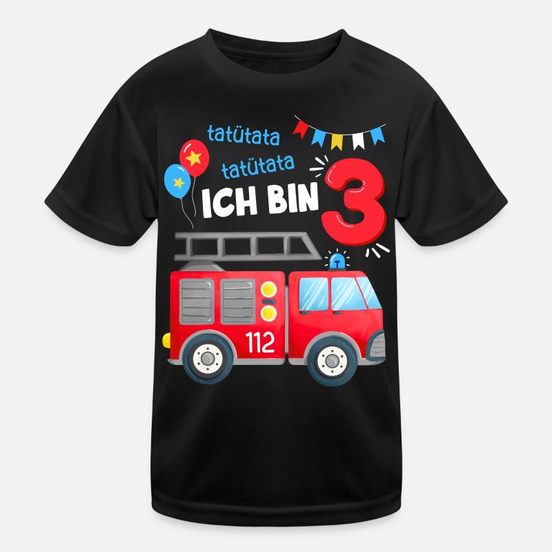 3 anniversaires garçon pompier | J’ai trois ans T-shirt sport Enfant