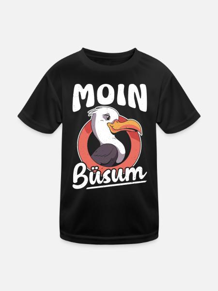 Nordsee Urlaub MOIN BÜSUM Wattenmeer Lustig - Kinder Funktions-T-Shirt - Schwarz