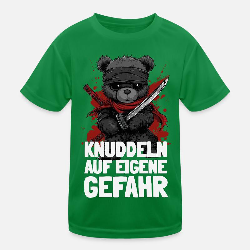 Ninja Teddy mit frechem Spruch Kinder Funktions-T-Shirt