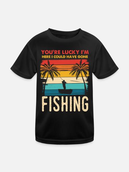 Fischerei Retro Sunset Silhouette - Kinder Funktions-T-Shirt - Schwarz - Vorne