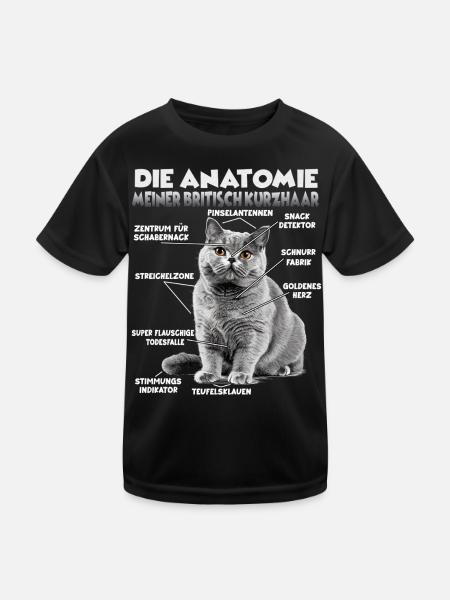 Britisch Kurzhaar T | Britisch Kurzhaar Katzen  - Kinder Funktions-T-Shirt - Schwarz - Vorne