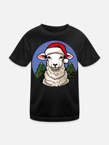 Schafe Weihnachten - Kinder Funktions-T-Shirt - Schwarz