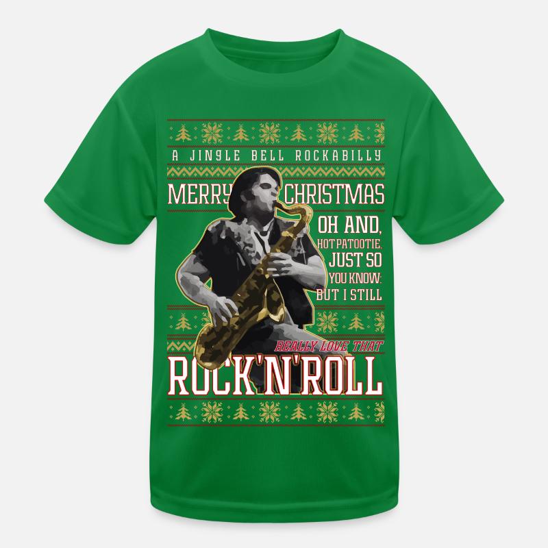 Eddie Rockabilly Saxophon Hässlicher Weihnachtspullover Kinder Funktions-T-Shirt